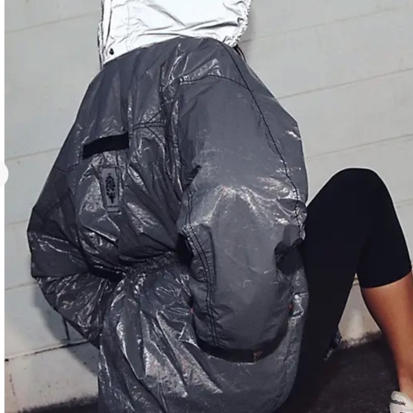 fp movement grey rainbow jacket storm chaser parka jacket Large L - Picture 4 of 7